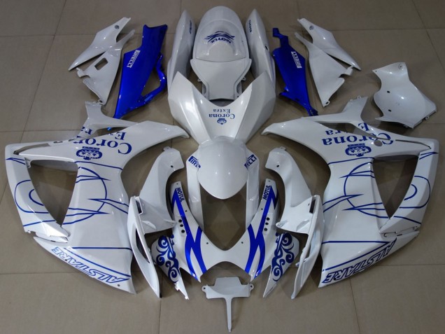 Carenados Moto Suzuki GSXR 600 / GSXR 750 2006-2007 - Blanco Azul Corona Alstare Fábrica