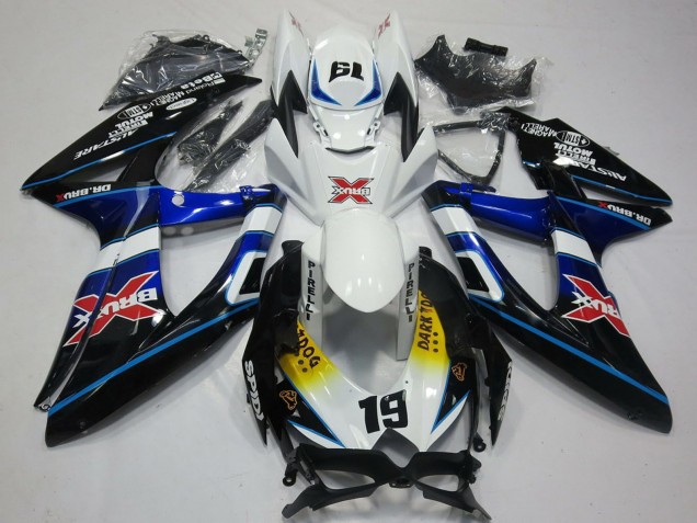 Carenados Moto Suzuki GSXR 600 / GSXR 750 2008-2010 - Blanco Azul Negro Amarillo Rojo X Dark Dog 19 Fábrica