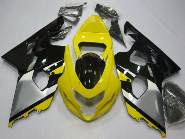 Carenados Moto Suzuki GSXR 600 / GSXR 750 2004-2005 - Amarillo Plata Negro OEM Estilo Fábrica