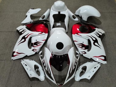 Carenados Moto Suzuki GSXR 1300 2008-2020 - Blanco Brillante Rojo Llama Fábrica