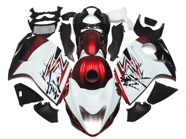 Carenados Moto Suzuki GSXR 1300 2008-2020 - Blanco Brillante Rojo Profundo Fábrica