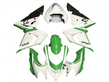 Carenados Moto Kawasaki ZX10R 2004-2005 - Blanco Brillante Verde Fábrica