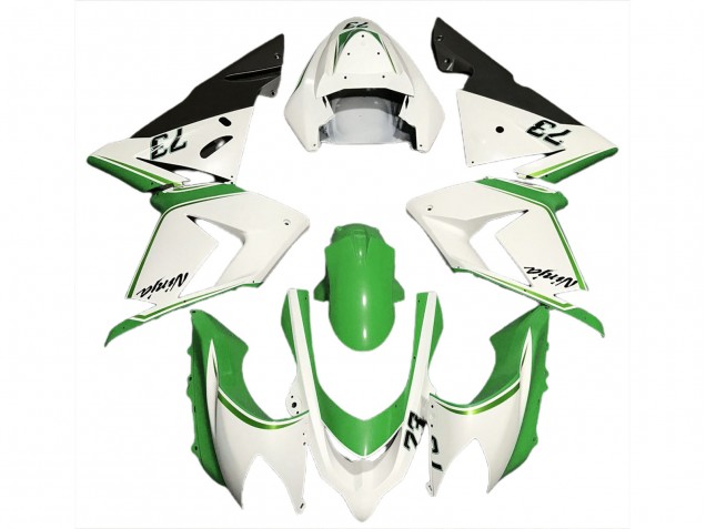 Carenados Moto Kawasaki ZX10R 2004-2005 - Blanco Brillante Verde Fábrica