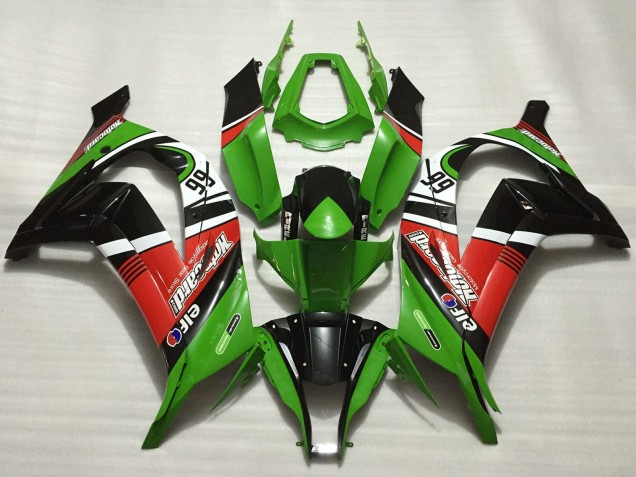 Carenados Moto Kawasaki ZX10R 2011-2015 - Verde Rojo Blanco Negro Elf Motocard 66 Fábrica