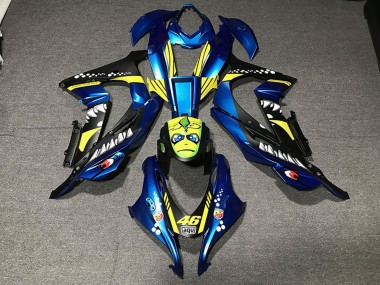 Carenados Moto Kawasaki ZX10R 2016-2020 - Azul Metalizado Amarillo Tiburón 46 Fábrica