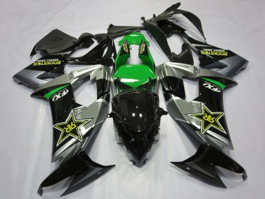 Carenados Moto Kawasaki ZX10R 2008-2010 - Gris Verde Negro Rockstar Fábrica