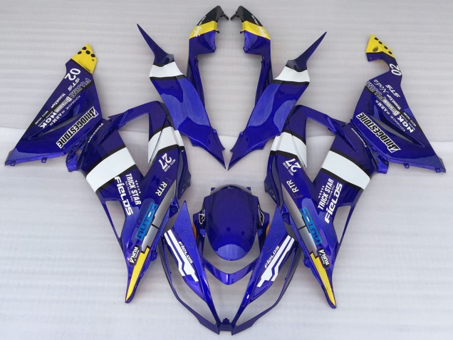 Carenados Moto Kawasaki ZX6R 2013-2018 - Azul Blanco Amarillo Trick Star Bridgestone Fábrica