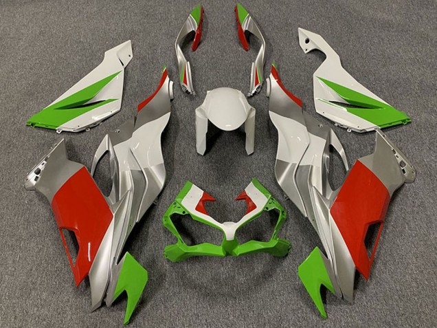 Carenados Moto Kawasaki ZX6R 2019-2022 - Blanco Plata Verde Rojo Fábrica