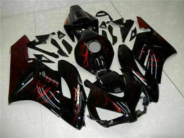 Carenados Moto Honda CBR1000RR 2004-2005 - Negro Brillante Rojo Llama Fábrica