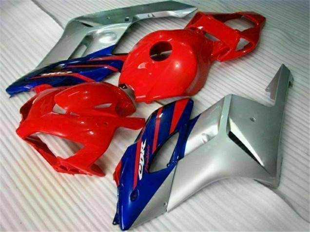 Carenados Moto Honda CBR1000RR 2004-2005 - Plata Rojo Azul Negro Raya Fábrica