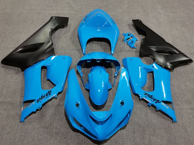 Carenados Moto Kawasaki ZX6R 2005-2006 - Vibrant Azul Negro Mate Fábrica