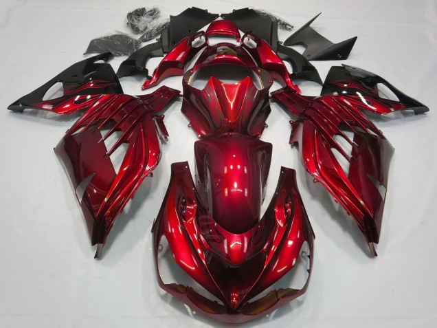 Carenado Moto Kawasaki ZX14R ZZR1400 2012-2024 - Rojo Negro Brillante Fábrica
