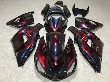 Carenados Moto Kawasaki ZX14R 2006-2011 - Camaleón Azul Negro Rojo Llama Fábrica