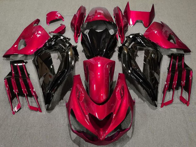 Carenados Moto Kawasaki ZX14R ZZR1400 2012-2024 - Rojo Negro Brillante Fábrica