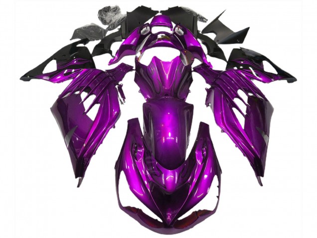 Carenados Moto Kawasaki ZX14R ZZR1400 2012-2024 - Púrpura Negro Fábrica