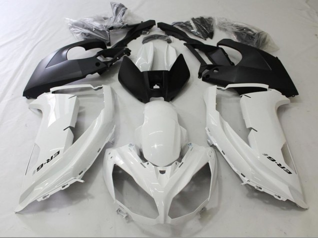 Carenados Moto Kawasaki Ninja ER6F 2012-2014 - Blanco Brillante Negro Mate Fábrica