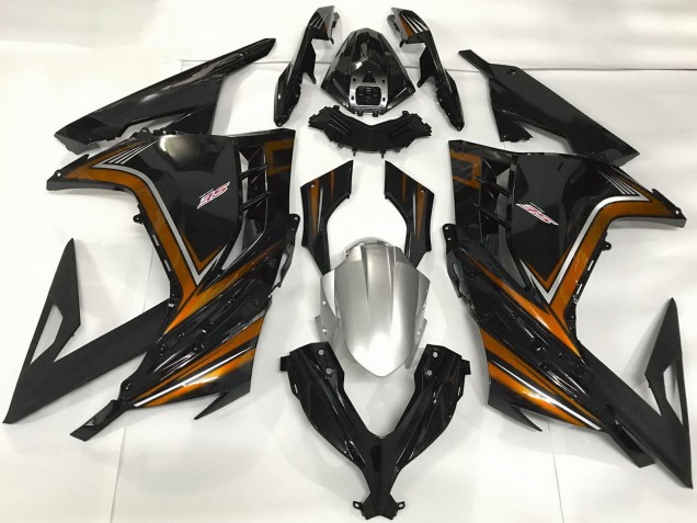 Carenados Moto Kawasaki Ninja 300 2013-2024 - Negro Brillante Naranja Fábrica