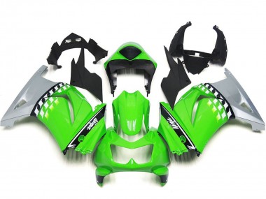 Carenados Moto Kawasaki Ninja 250 2008-2012 - Verde Plata Negro Fábrica