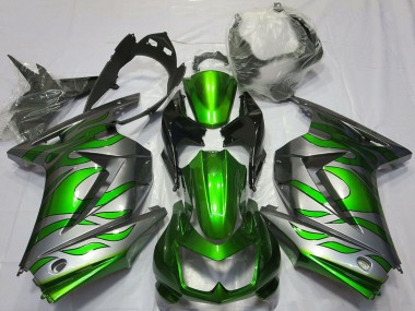 Carenados Moto Kawasaki Ninja 250 2008-2012 - Plata Verde Llama Fábrica