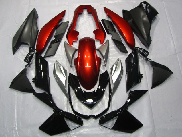 Carenados Moto Kawasaki Z1000 2010-2013 - Rojo Plata Negro Brillante Fábrica