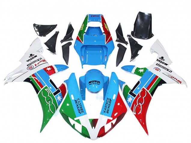 Carenados Moto Yamaha R1 2002-2003 - Blanco Azul Rojo Verde Motul Michelin Dunlop Fábrica