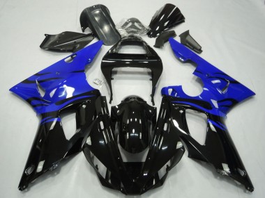 Carenados Moto Yamaha R1 2000-2001 - Azul Negro Brillante Llama Fábrica