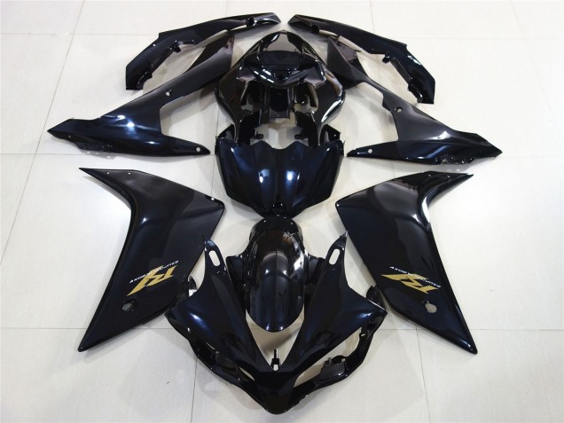 Carenados Moto Yamaha R1 2007-2008 - Negro Brillante Azul Oscuro Oro Calcomanía Fábrica