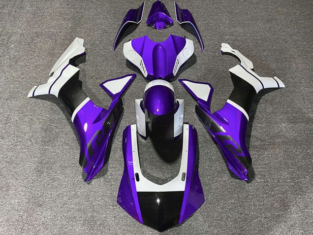 Carenados Moto Yamaha R1 2015-2019 - Blanco Púrpura FibraCarbono Accents Fábrica