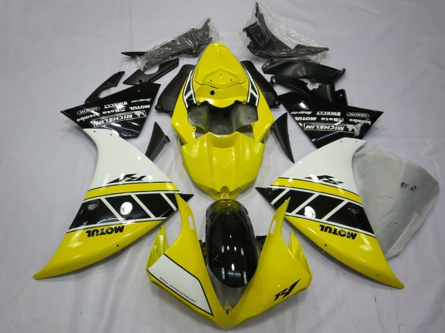 Carenados Moto Yamaha R1 2012-2014 - Blanco Amarillo Negro Brillante Fábrica