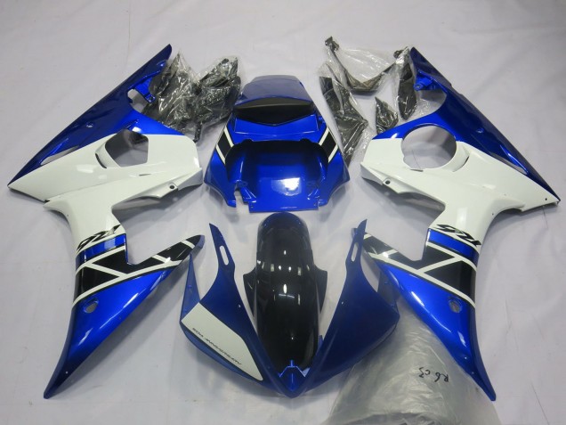 Carenados Moto Yamaha R6 2003-2004 - Azul Blanco Negro Brillante OEM Estilo Fábrica