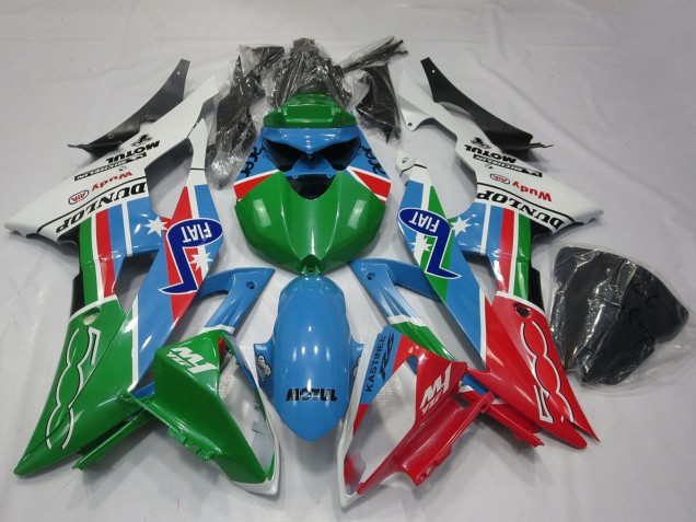 Carenados Moto Yamaha R6 2008-2016 - Blanco Azul Claro Verde Rojo Fiat Dunlop Michelin Motul Fábrica