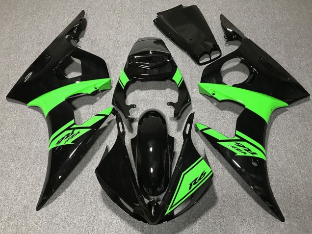 Carenados Moto Yamaha R6 2003-2004 - Negro Brillante Verde Fábrica
