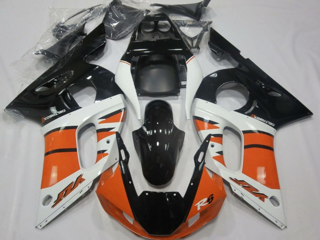 Carenados Moto Yamaha R6 1998-2002 - Blanco Naranja Negro Brillante Fábrica