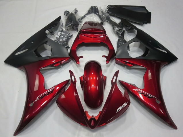 Carenados Moto Yamaha R6 2005 - Rojo Oscuro Negro Mate Fábrica
