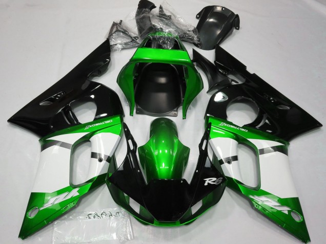 Carenados Moto Yamaha R6 1998-2002 - Verde Blanco Negro Brillante Fábrica