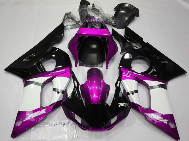 Carenados Moto Yamaha R6 1998-2002 - Púrpura Blanco Negro Brillante Fábrica