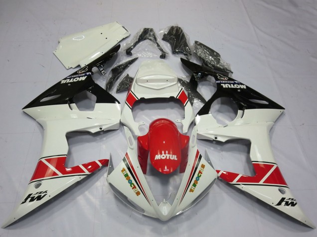 Carenados Moto Yamaha R6 2005 - Blanco Rojo Negro Brillante Motul Fábrica