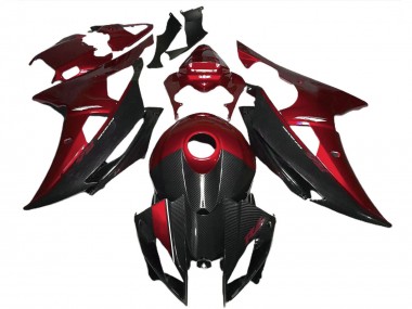 Carenados Moto Yamaha R6 2008-2016 - Rojo Negro FibraCarbono Estilo Fábrica