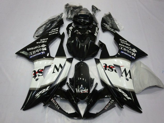 Carenados Moto Yamaha R6 2008-2016 - Negro Brillante Blanco West Michelin Fábrica