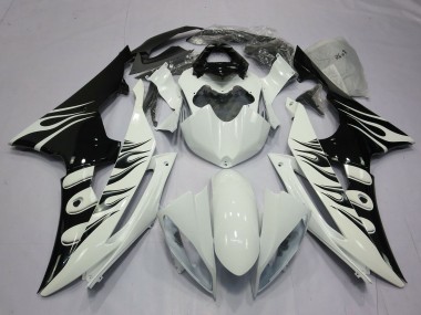 Carenados Moto Yamaha R6 2008-2016 - Blanco Negro Brillante Llama Fábrica