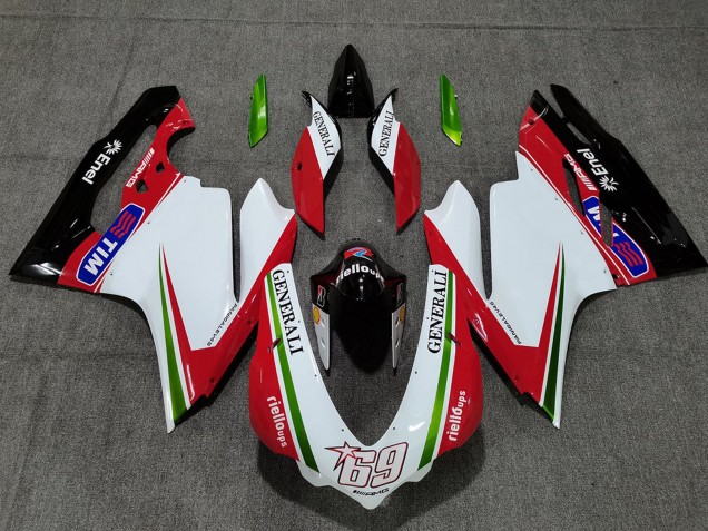 Carenados Moto Ducati 959 1299 2015-2020 - Blanco Rojo Verde Negro Brillante Generali Tim 69 Fábrica
