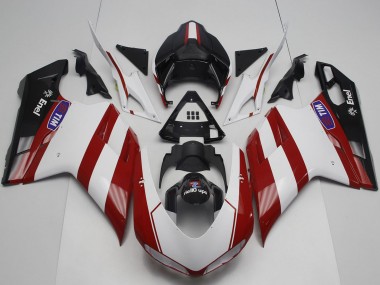 Carenado Moto Ducati 848 1098 1198 2007-2014 - Blanco Rojo Negro Brillante Fábrica