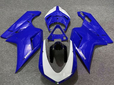 Carenados Moto Ducati 1198 2007-2014 - Azul Brillante Blanco Fábrica
