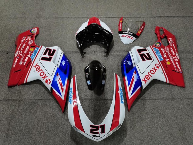 Carenados Moto Ducati 848 1098 1198 2007-2014 - Blanco Rojo Azul Negro Brillante Xerox Valsir 21 Fábrica