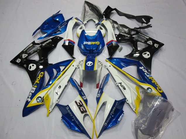 Carenados Moto BMW S1000RR 2009-2014 - Blanco Amarillo Azul Negro Brillante OroBet 33 Fábrica