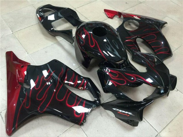 Carenado Moto Honda CBR600 F4i 2001-2003 - Negro Brillante Rojo Llama Fábrica