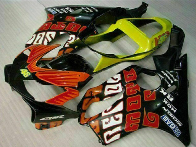 Carenados Moto Honda CBR600 F4i 2001-2003 - Amarillo Naranja Negro Brillante Rossi 46 Fábrica