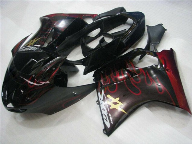 Carenados Moto ABS Honda CBR1100XX Blackbird 1996-2007 - Negro Brillante Rojo Llama Fábrica