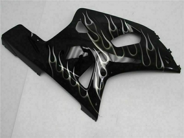 Carenados Moto Suzuki GSXR 600/750 2001-2003 - Negro Brillante Plata Llama Fábrica