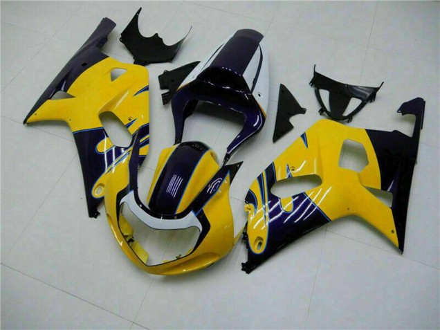 Carenados Moto Suzuki GSXR 600/750 2001-2003 - Amarillo Azul Oscuro Negro Brillante Fábrica